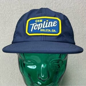C&M Topline Goleta, CA Mesh Trucker Cap Hat-Navy Blue/Yellow-Adjustable Strap